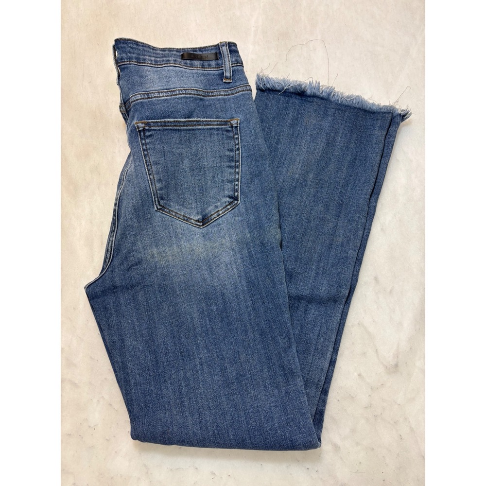 RISEN LOS ANGELES Women's Blue Denim Flare Jeans Frayed Hem Size 13